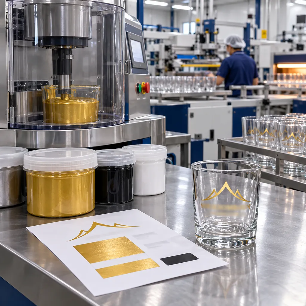 Ink being prepared at a mixer in a clean workshop